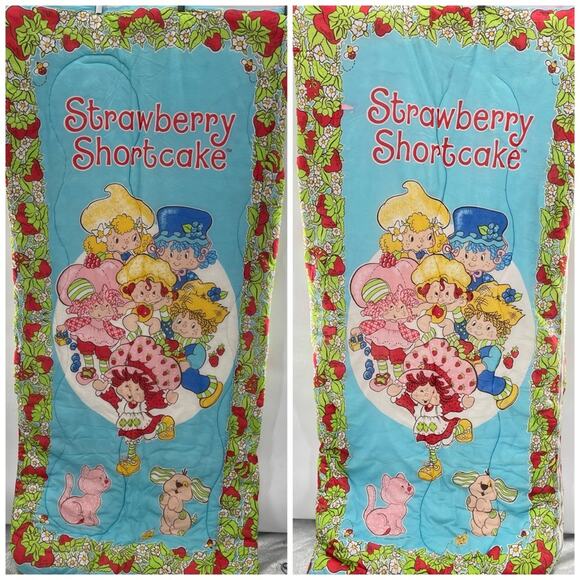 Vintage 80’s Strawberry Shortcake and Friends Colotful Characters Sleeping Bag - Picture 4 of 14